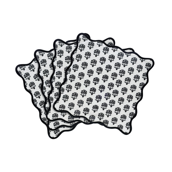 Crissy Cotton Canvas Printed Napkins - Set of 4 - Black Vintage Floral