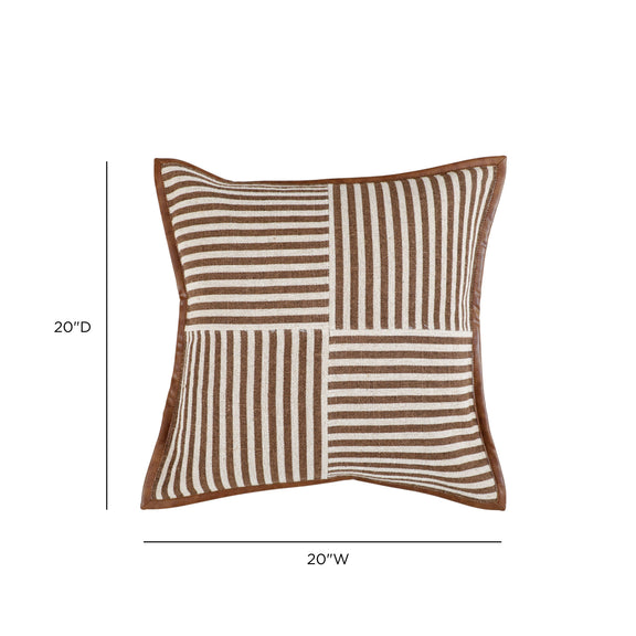 Kora 20" Cotton Jute Contract-Grade Throw Pillow - Brown / With Insert
