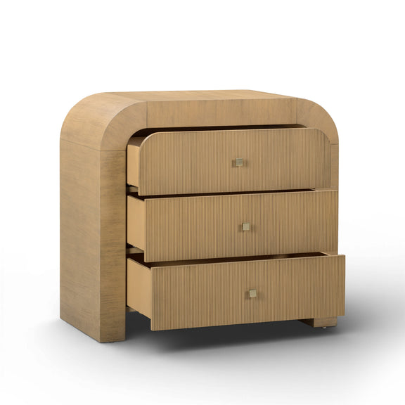 Hump 38" Arched 3-Drawer Bedside Chest - Natural
