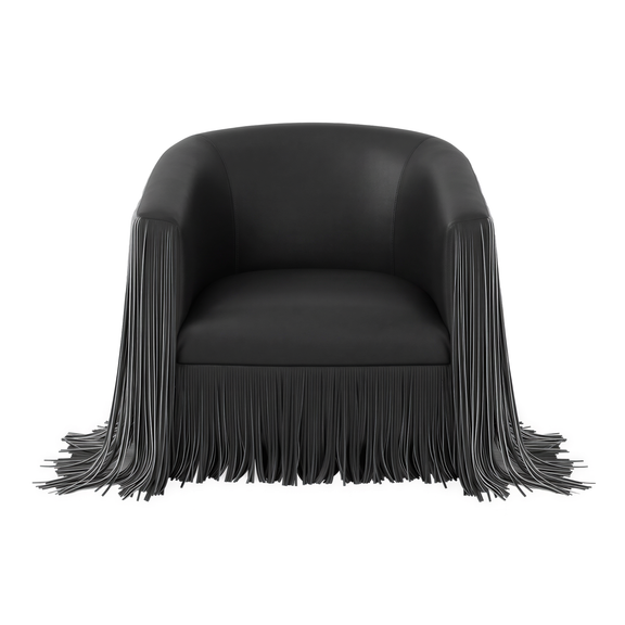 Shag Me Performance Vegan Leather Swivel Accent Chair - Black and White