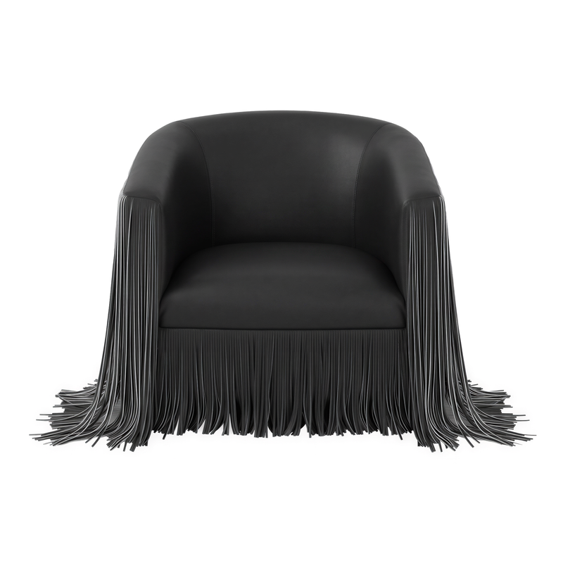 Shag Me Performance Vegan Leather Swivel Accent Chair - Black and White
