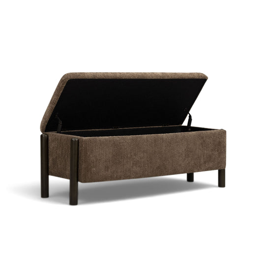 Abby 52" Nubby Fabric Storage Bench - Brown