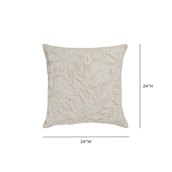 Tabitha 24" Euro Size Square Embroidered Throw Pillow