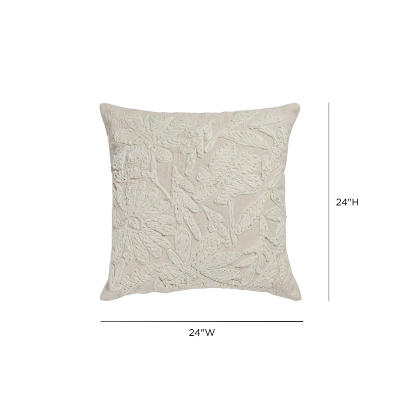 Tabitha 24" Euro Size Square Embroidered Throw Pillow