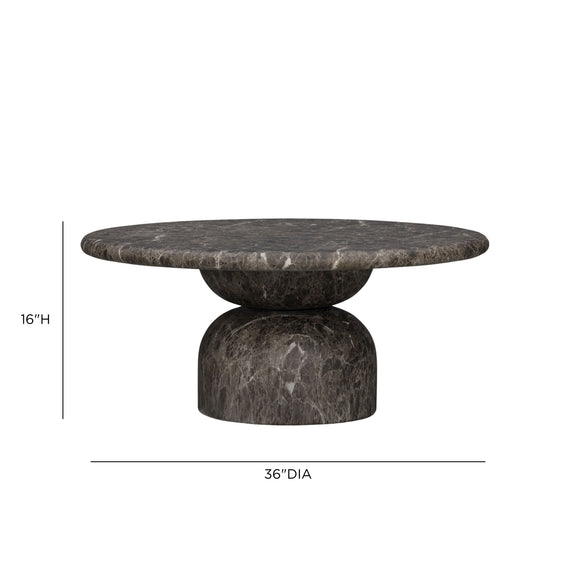Cynthia 36" Concrete Indoor/Outdoor Coffee Table - Dark Emperador Marble