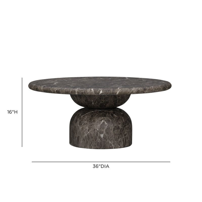 Cynthia 36" Concrete Indoor/Outdoor Coffee Table - Dark Emperador Marble