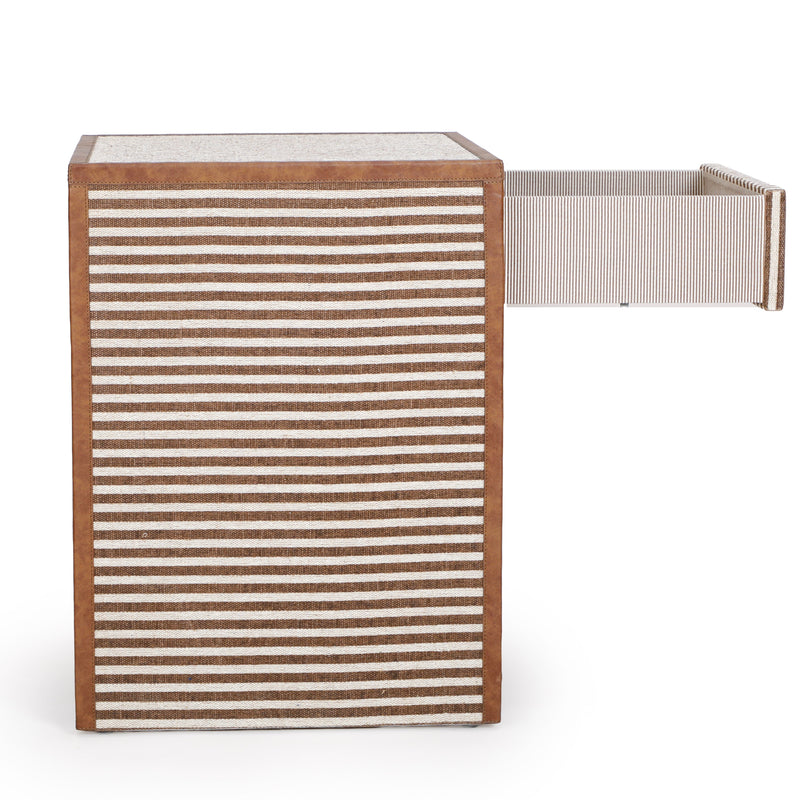 Kora 18" Cotton Jute 1-Drawer Contract-Grade Nightstand - Brown