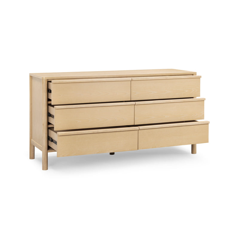 Tyra 62" Ash 6-Drawer Dresser - Natural