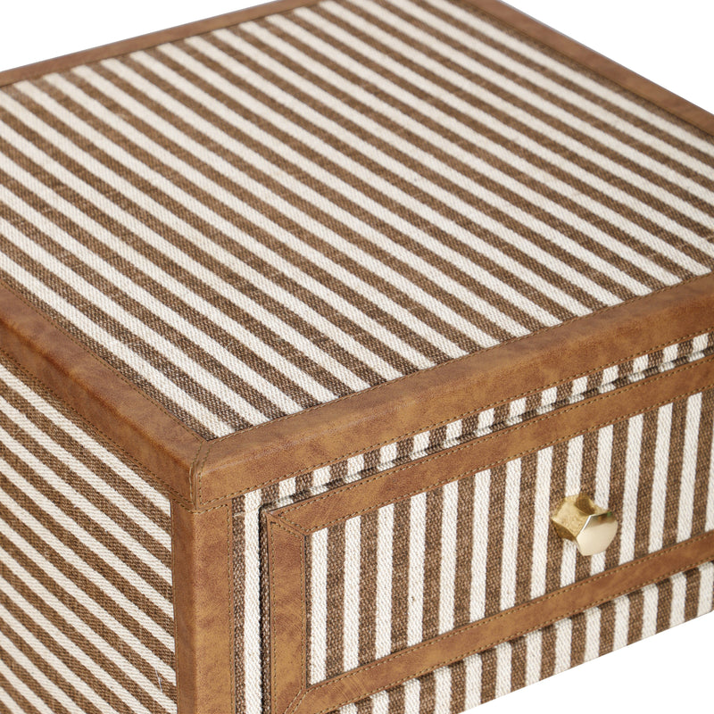Kora 18" Cotton Jute 1-Drawer Contract-Grade Nightstand - Brown
