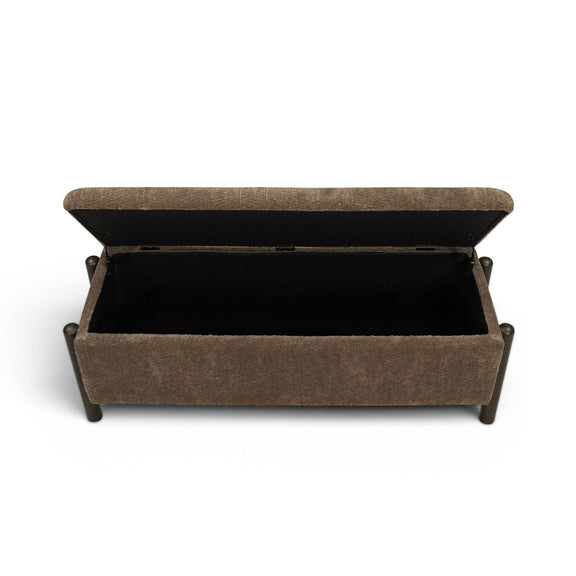 Abby 52" Nubby Fabric Storage Bench - Brown