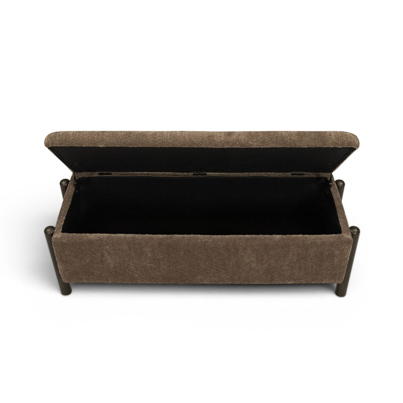 Abby 52" Nubby Fabric Storage Bench - Brown