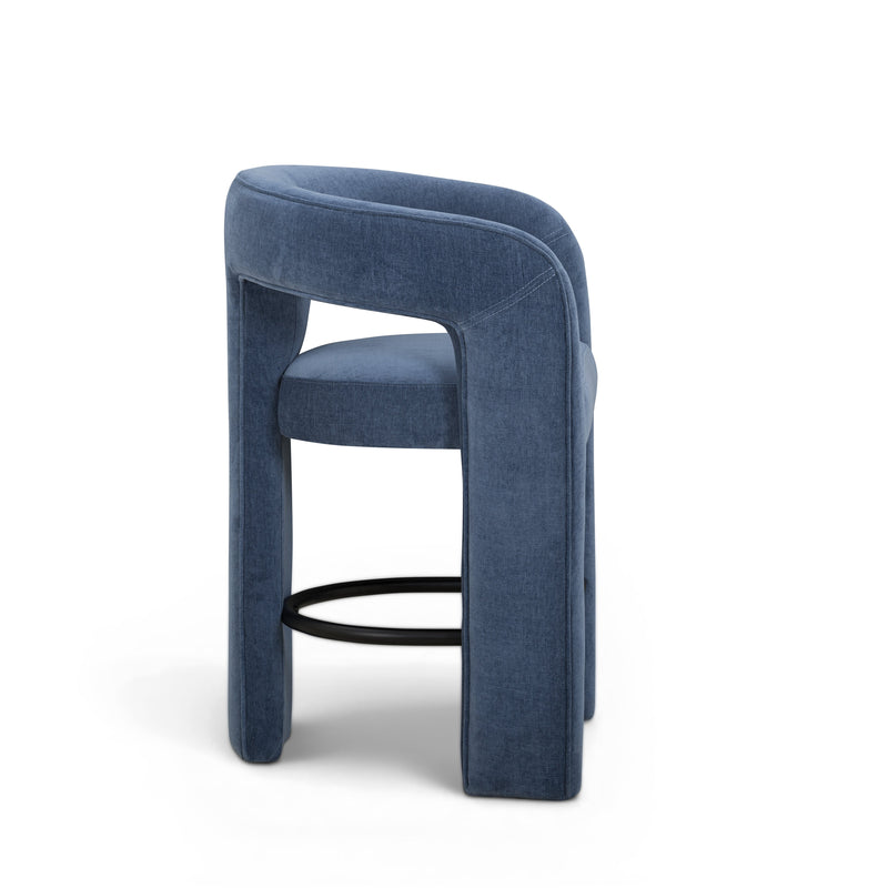 Malone Performance Chenille Stool - Blue Denim / Counter Height