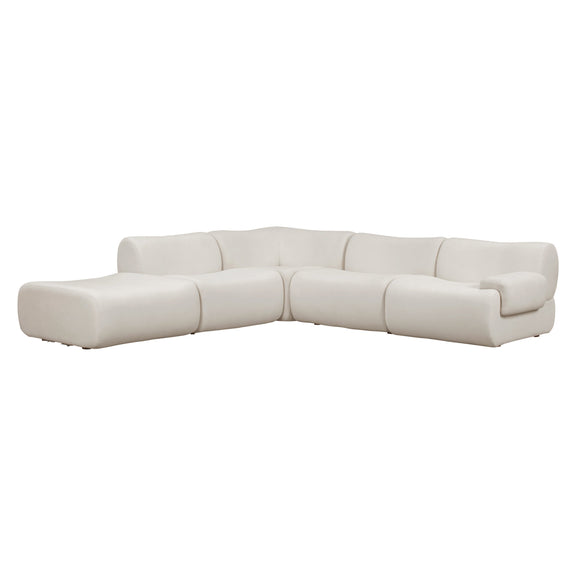 Zenith 5-Piece Contract-Grade Upcycled Fabric Modular Sectional - Cream / RAF