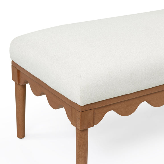 Oodle 56.5" Performance Vegan Mohair Bench - Cream / Walnut
