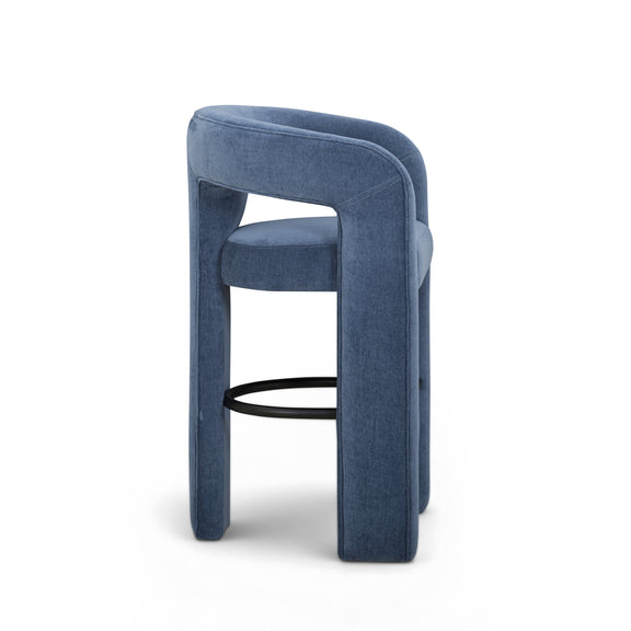Malone Performance Chenille Stool - Blue Denim / Bar Height