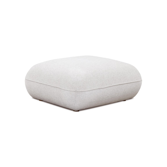 Arezza Stone White Contract-Grade Basketweave Chenille Ottoman
