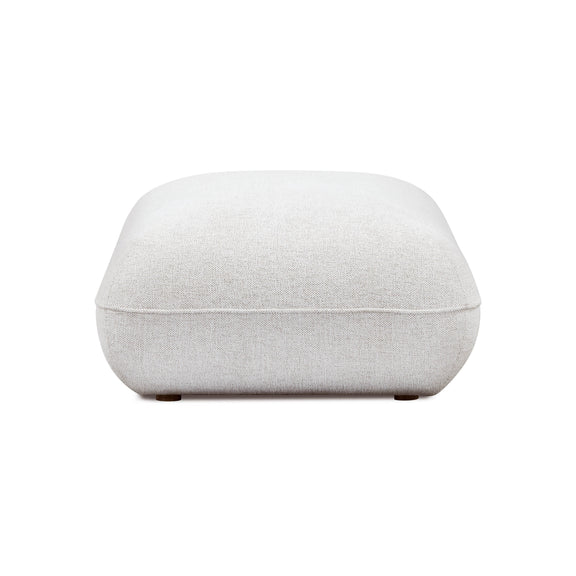 Arezza Stone White Contract-Grade Basketweave Chenille Ottoman