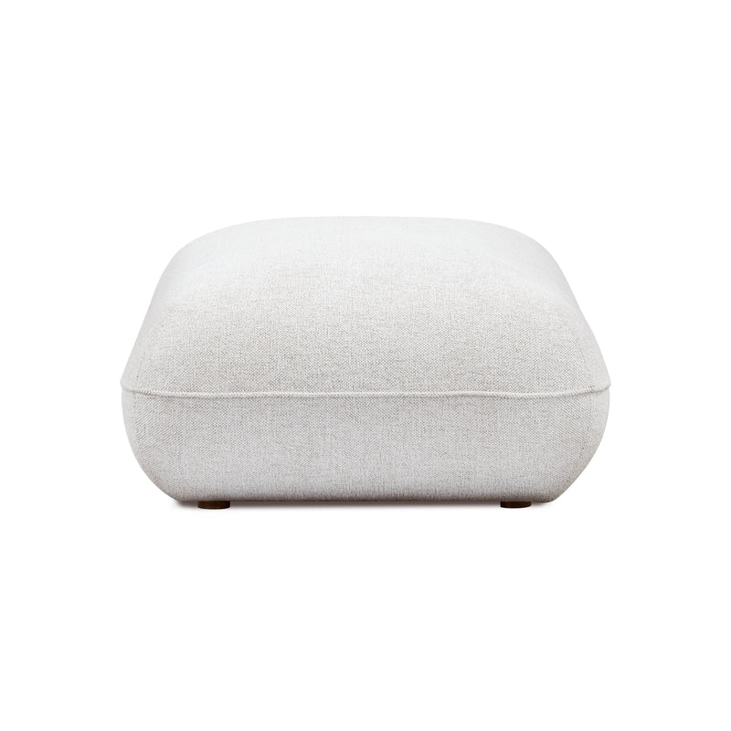 Arezza Stone White Contract-Grade Basketweave Chenille Ottoman