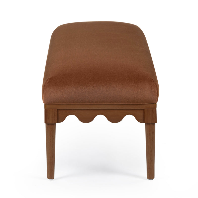 Oodle 56.5" Performance Vegan Mohair Bench - Bronze / Walnut