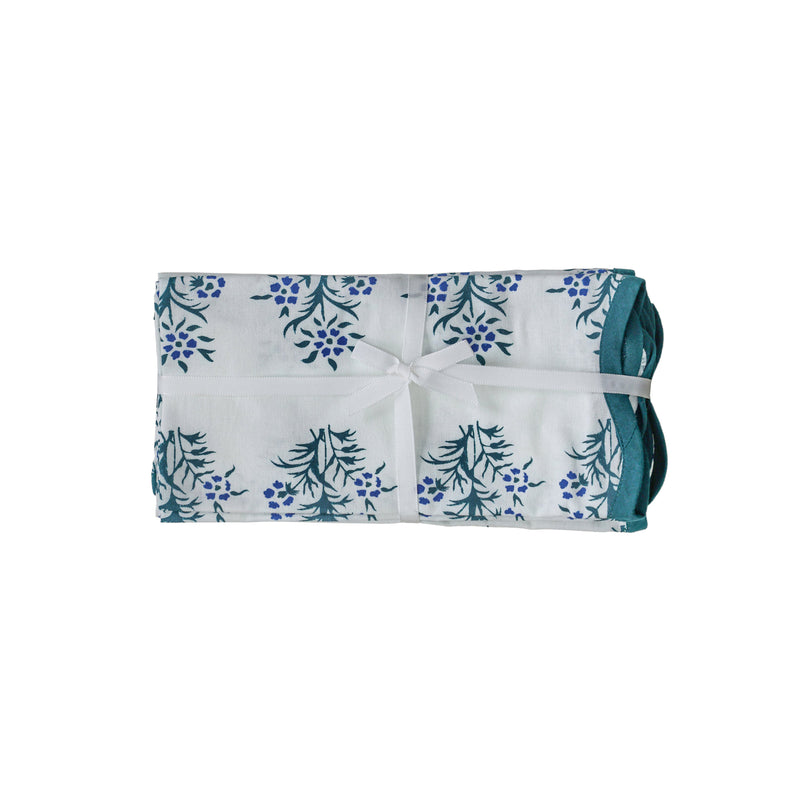 Crissy Cotton Canvas Printed Napkins - Set of 4 - Blue Cornflower