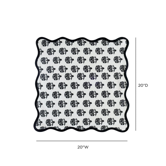 Crissy Cotton Canvas Printed Napkins - Set of 4 - Black Vintage Floral