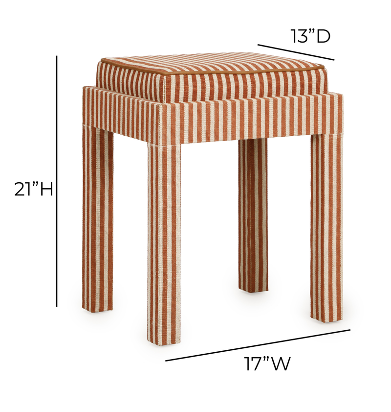 Kora Cotton Jute Contract-Grade Accent Stool - Terracotta
