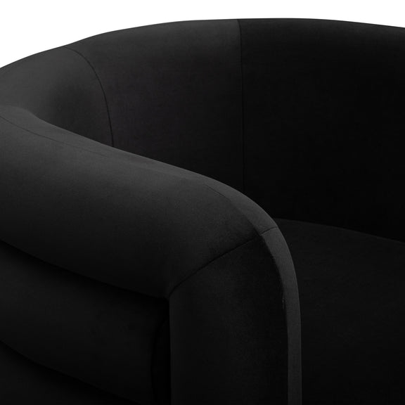 Curves Performance Velvet Swivel Accent Chair - Black