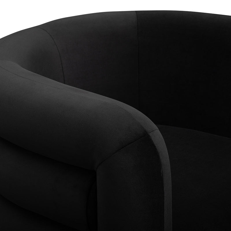 Curves Performance Velvet Swivel Accent Chair - Black