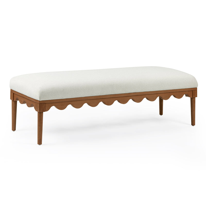 Oodle 56.5" Performance Vegan Mohair Bench - Cream / Walnut