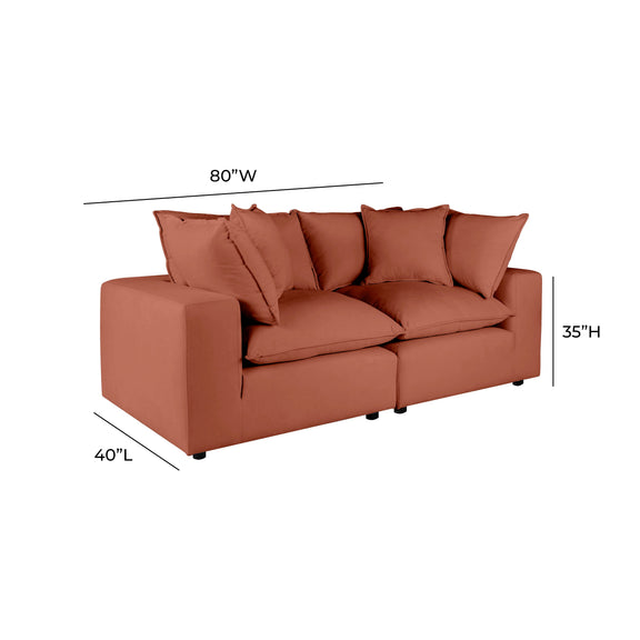 Cali 80" Modular Loveseat - Rust