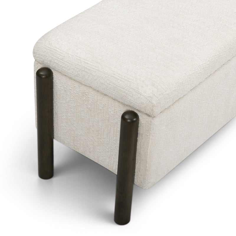 Abby 52" Nubby Fabric Storage Bench - Cream