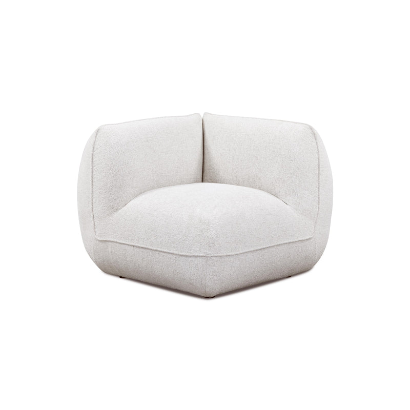 Arezza Stone White Contract-Grade Basketweave Chenille Corner Chair