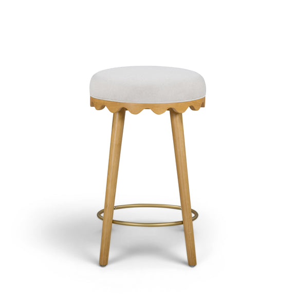 Oodle Performance Vegan Mohair Bar and Counter Stool - Cream / Natural Ash / Counter Height