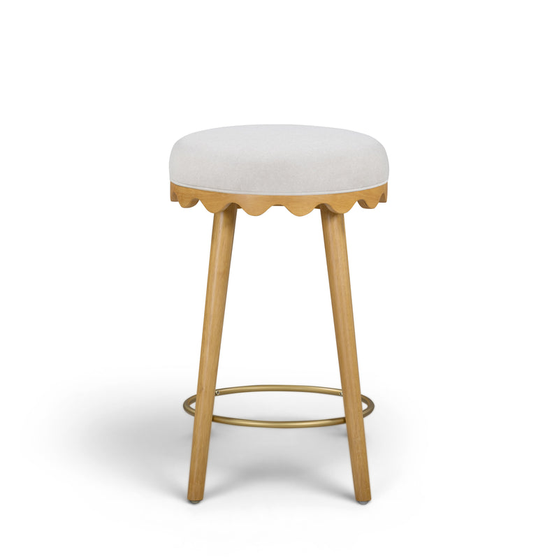 Oodle Performance Vegan Mohair Bar and Counter Stool - Cream / Natural Ash / Counter Height