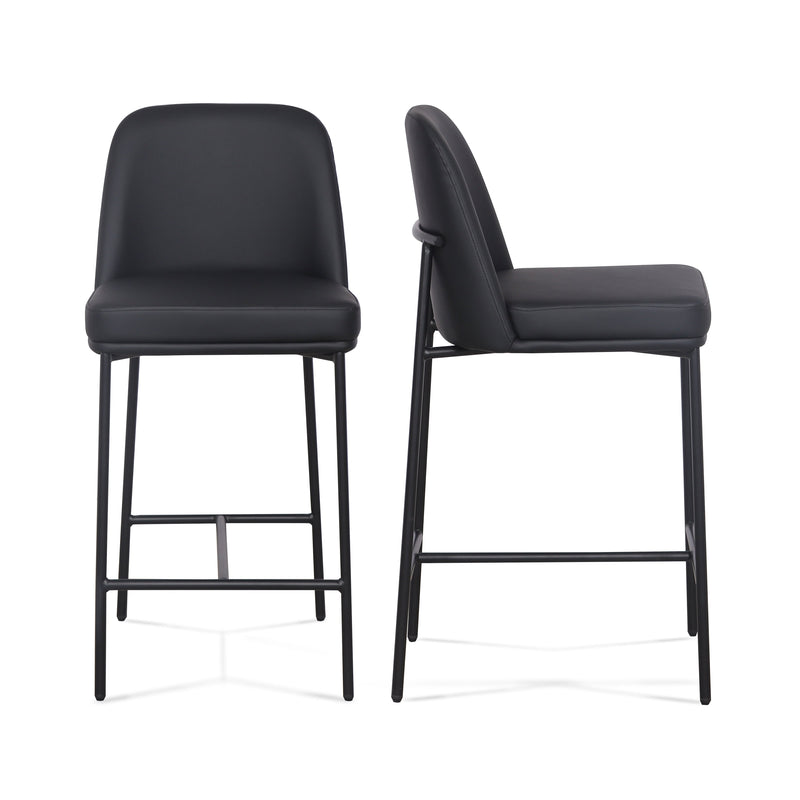 Sydney Performance Vegan Leather Counter Stool - Set of 2 - Black