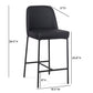 Sydney Performance Vegan Leather Counter Stool - Set of 2 - Black