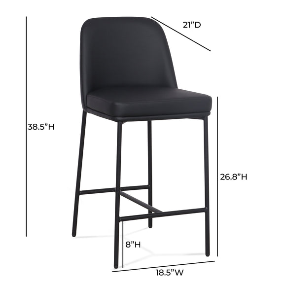 Sydney Performance Vegan Leather Counter Stool - Set of 2 - Black