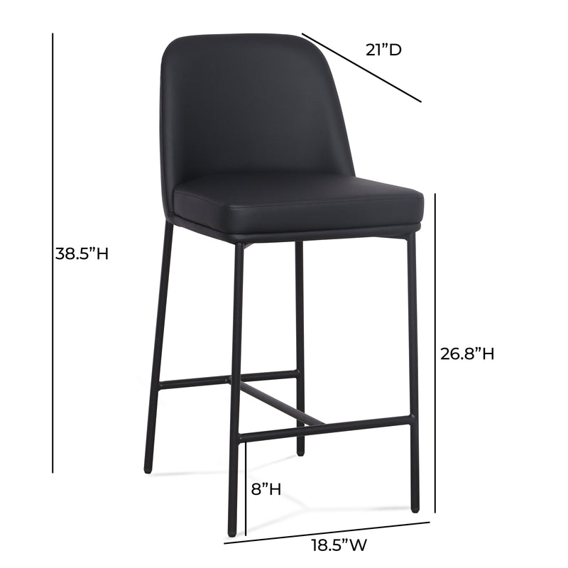 Sydney Performance Vegan Leather Counter Stool - Set of 2 - Black