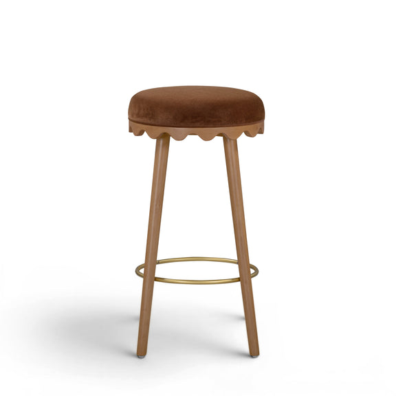 Oodle Performance Vegan Mohair Bar and Counter Stool - Bronze / Light Walnut / Bar Height