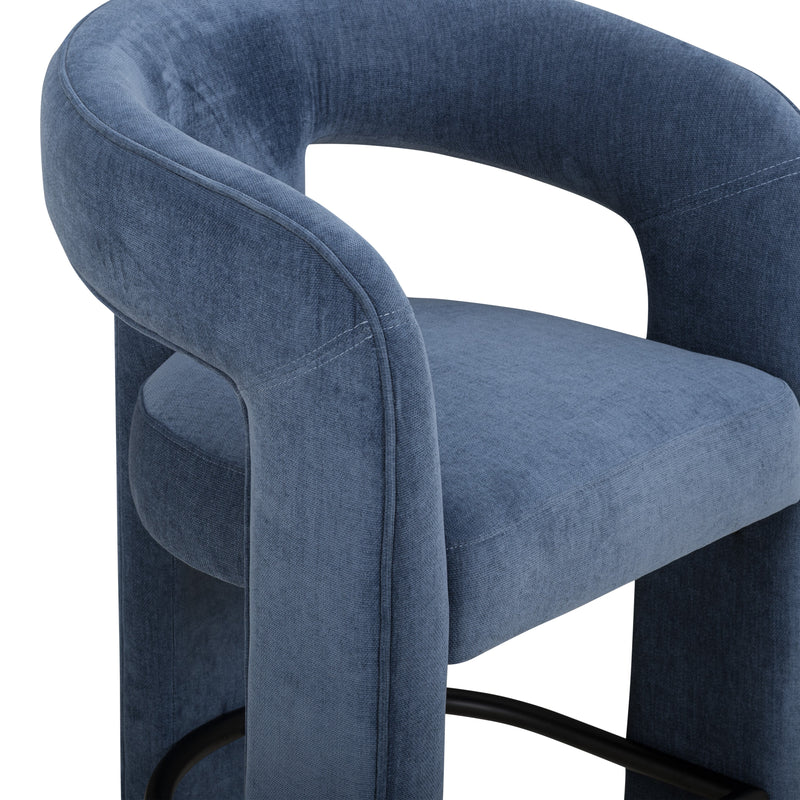 Malone Performance Chenille Stool - Blue Denim / Counter Height