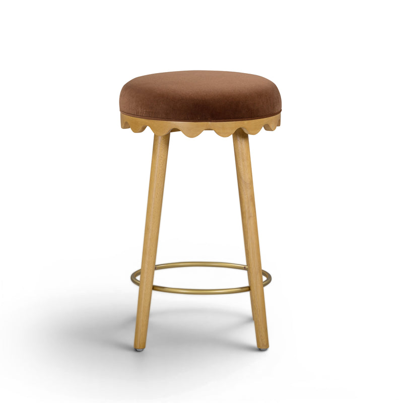 Oodle Performance Vegan Mohair Bar and Counter Stool - Bronze / Natural Ash / Counter Height