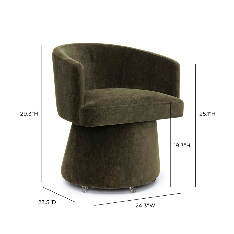 Kristen Rolling Desk Chair - Olive Green