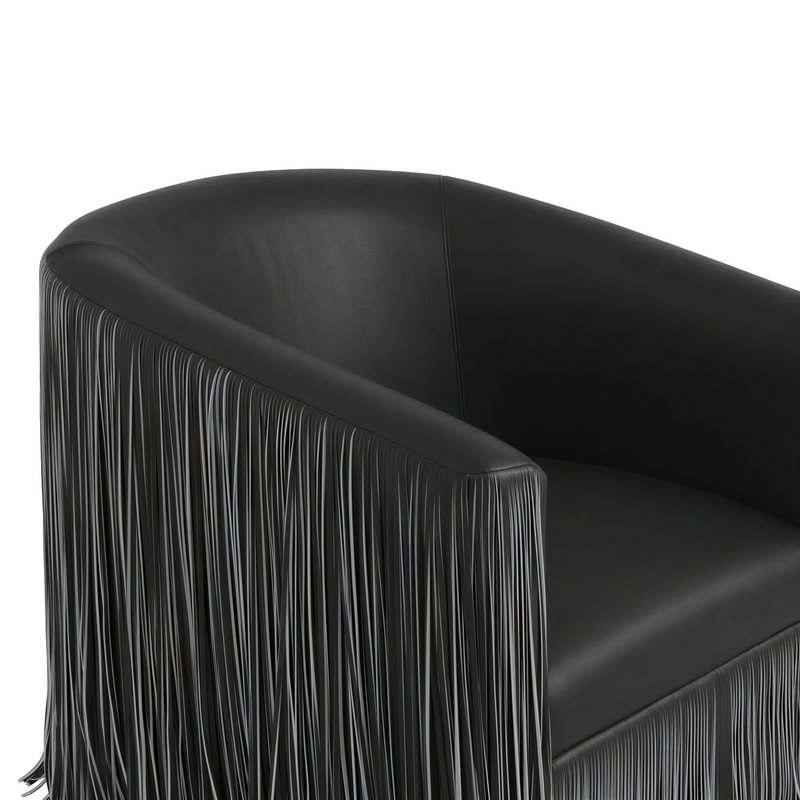 Shag Me Performance Vegan Leather Swivel Accent Chair - Black and White