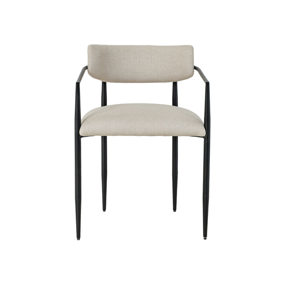Forte Cream Linen Forged Iron Dining Chair