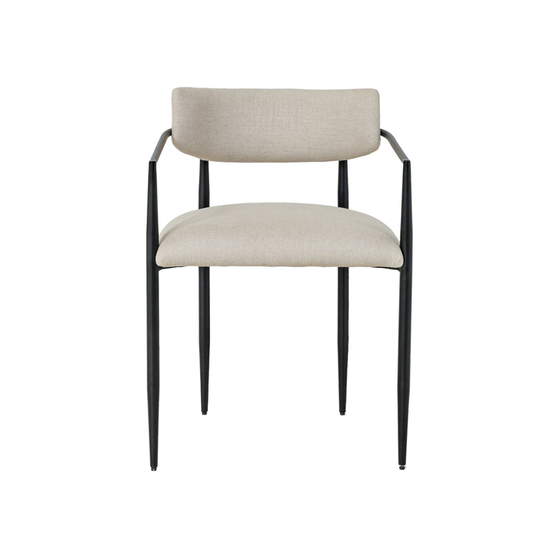 Forte Cream Linen Forged Iron Dining Chair