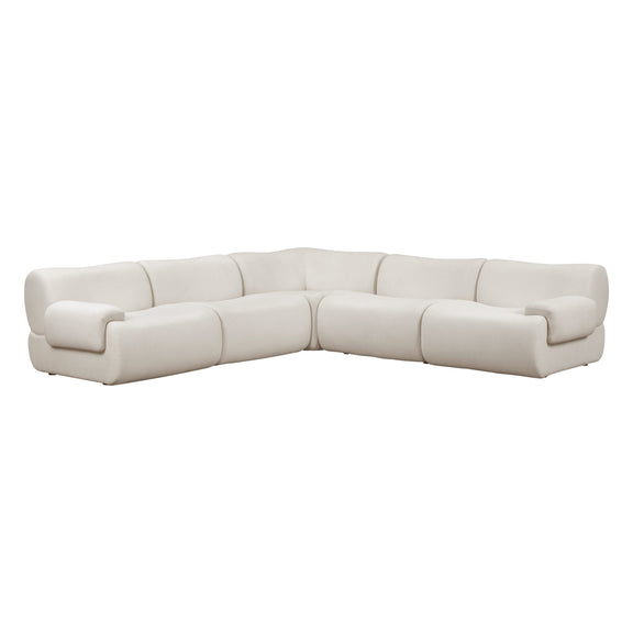 Zenith 5-Piece Contract-Grade Upcycled Fabric Modular L-Sectional - Cream