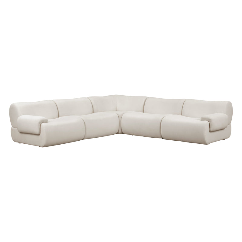 Zenith 5-Piece Contract-Grade Upcycled Fabric Modular L-Sectional - Cream