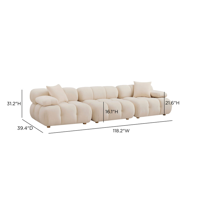Calliope 118" Performance Modular Sofa - Off-White