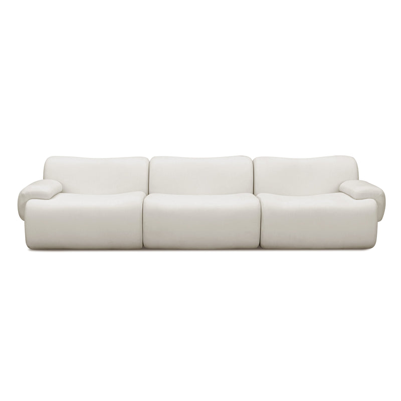 Zenith 116.5" Contract-Grade Upcycled Fabric Modular Sofa - Cream