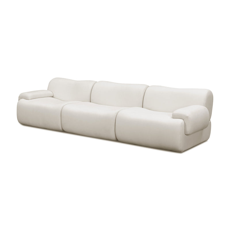 Zenith 116.5" Contract-Grade Upcycled Fabric Modular Sofa - Cream